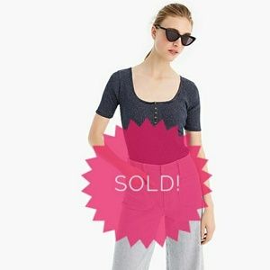 J. Crew Ribbed Henley Striped Navy T-shirt, size M